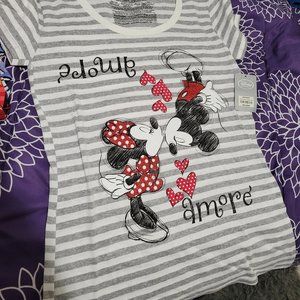 Disney Store XS shirt Mickey Minnie amore stripes NWT